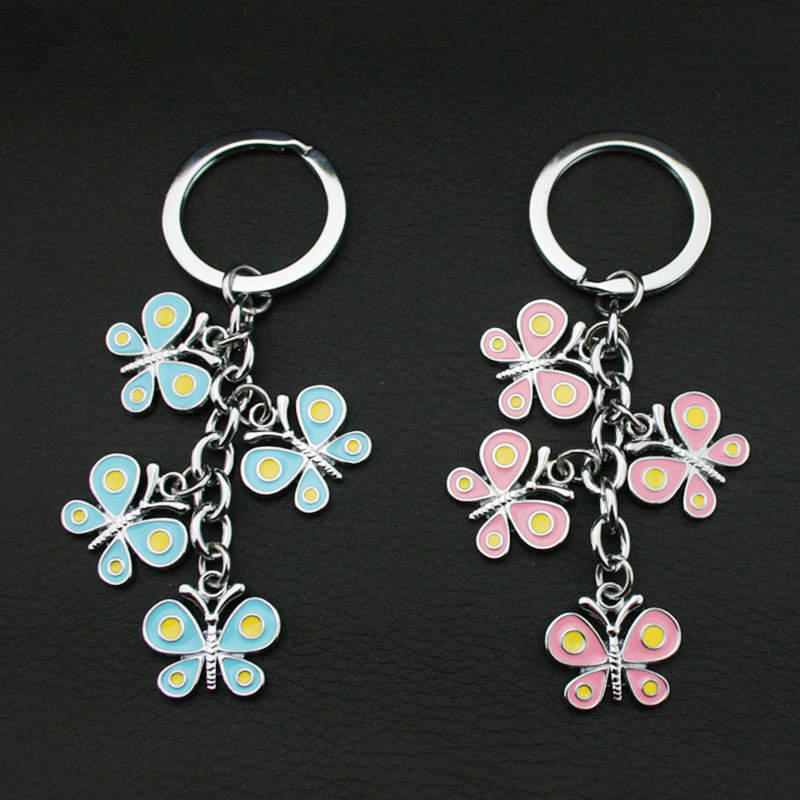 Pillangó alakú kulcstartó testreszabott cink ötvözet kulcstartó lógó díszek az ember vagy női táskák számára