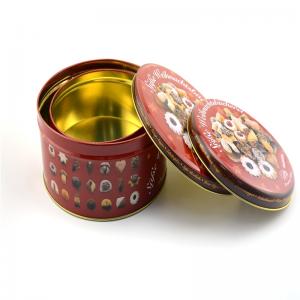 Egyedi nyomtatott süteményes süteményes ón doboz dombornyomott logóval