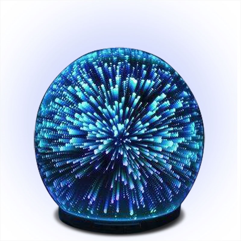 Golyó alakú szivárványos 3D üveg tűzijáték ultrahangos elektronikus aroma diffúzor