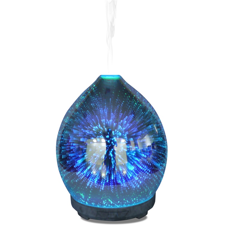 Szivárvány gyönyörű 3D-s üveg tűzijáték otthoni illat párásító aroma diffúzor