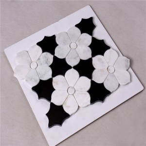 HSC62 Gyönyörű fekete-fehér csempe fürdőszoba virág márvány mozaik padló csempe és fali csempe