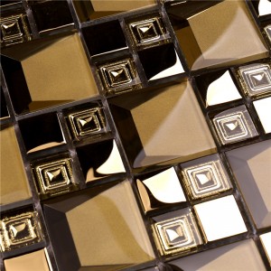 HDT04 Hot Seling Beveled galvanizált Rose Gold színes üveg mozaik csempe