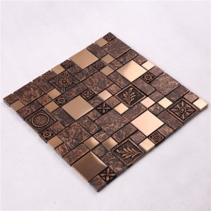 HYJ15 300 * 300 nagykereskedelmi fém keverék üveg és gyanta mozaik fali csempe