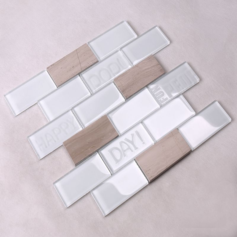 Egyszerű stílus Beveled Square fürdőszoba fehér metró csempe