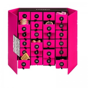 speciális négyzetből álló, több fiókos papírdoboz