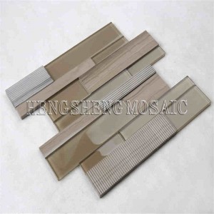 Egyedi Art Strip üveg vegyes kerámia márvány mozaik kiváló minőségű metrócsempe