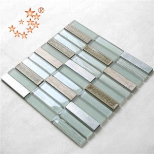 Új termék hullámos üveg csempe buborék üveglap Matt üveg vegyes fém kerámia mozaik csempe konyhai fröccsenéshez Hátsó törött üveglapka arabesque üveglappal