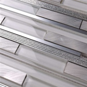 Szuper fehér üveg és alu fürdőszoba fal mozaik csempe