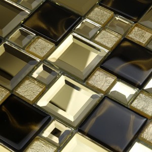 Építőanyag fal dekoráció fényes arany ferde tükör mozaik üveg csempe