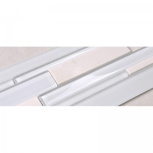 Gyári ár Fehér üveg keverék márvány kő csík mozaik csempe a konyha Backsplash fal