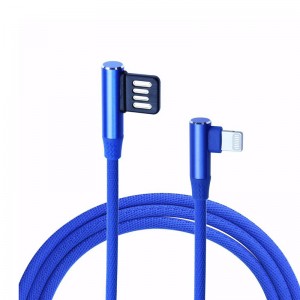 KPS-6402CB Kétoldalas USB 90 fokos szövet Braid USB kábel
