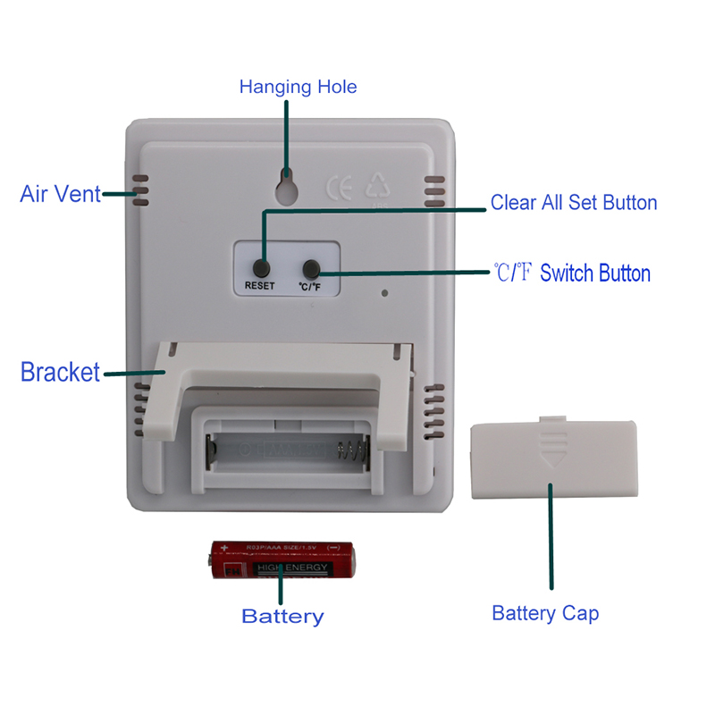 Digitális vezeték nélküli beltéri automata higrométer kültéri hőmérő vezeték nélküli hőmérséklet- és páratartalom-monitor, lábtartóval