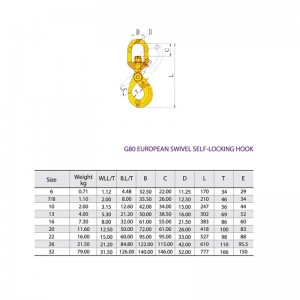 G80 forgó önzáró biztonsági horog festett