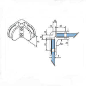 Rozsdamentes acél 90 fokos középső üvegkapocs