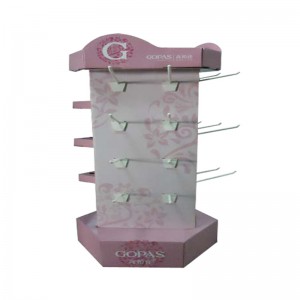 Eladási pont egyéni karton munkalapon álló kampós állvány