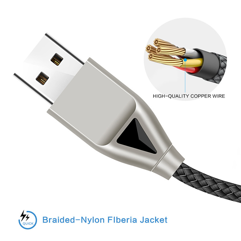 KPS-8449CB nylon USB kábel -dimond típusú c / világítás / mikro