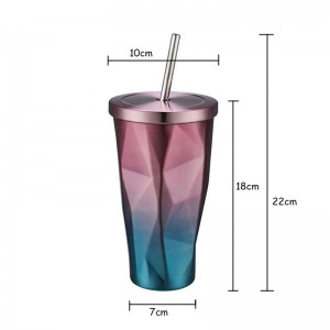 16oz Utazási bögre | Rozsdamentes acél pohár lombik Szigetelt csésze kávé jég bögre autó tea csésze szalmával ivó üveg