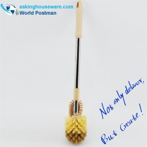 Akbrand WC-tál kefe elasztikus rozsdamentes acélcsővel, kis többfunkciós tisztítókefével