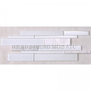 HSD131 legújabb formatervezésű fehér Carrara márvány kevert üvegmozaik konyha Backsplash metrócsempe