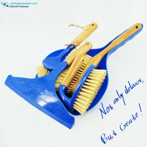 Akbrand háztartási bambusz fogantyútisztító kefék, mélykék színű, 4in1