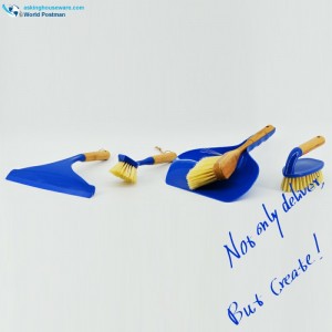 Akbrand háztartási bambusz fogantyútisztító kefék, mélykék színű, 4in1