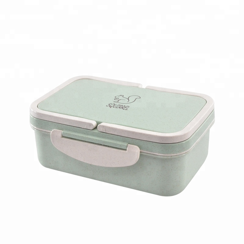 Hordozható, környezetbarát BPA Free búza szalma és PP 3 rekeszes gyerekek Bento ebéd doboz