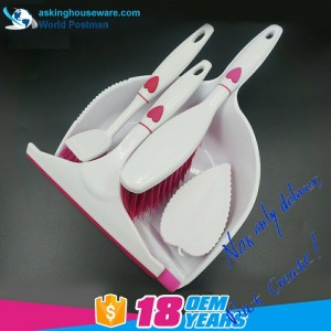 Akbrand szív alakú díszítéssel porlapos kefe seprűvel készült ablakecske mosogatókefe súrolókefe 4in1 tisztító szerszámkészlet