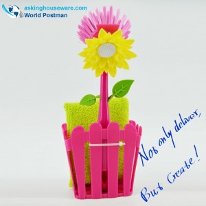 Akbrand konyhai tisztítókefe és tárolóvödör szett balekokkal és szivacs-súrolóval