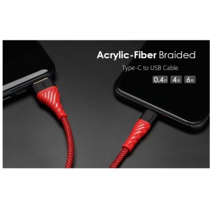USB C kábel 3.0, C típusú USB kábel Gyors töltésű USB-mobiltelefon kábel a Samsung Galaxy S8, S9 Plus, 8. megjegyzés, LG v20, G6, G5, v30, Google Pixel 2 XL, Nexus 6-3 Pack Red