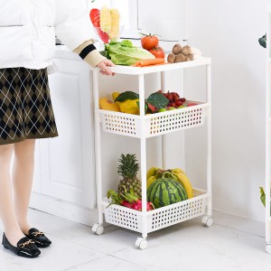 Raktári konyhai könnyű 3-rétegű műanyag tároló állvány polc