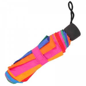 Szivárvány színű 21inch * 8k 190T pongee szövet 3-szoros esernyő műanyag fogantyúval