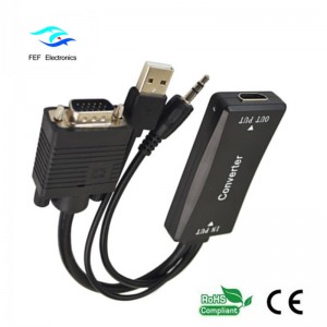 VGA hím - HDMI aljzat + Audio + USB tápegység Kód: FEF-HIC-011