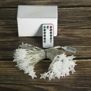 Húros lámpatestek, Rymbo 34ft beltéri / kültéri csillag alakú lámpák LED meleg fehér, csillogó fények és USB tápellátású és átlátszó húros kábel és távirányító