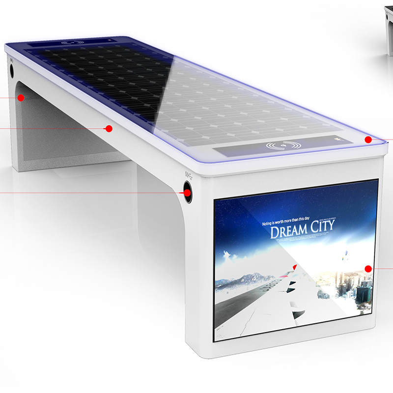 Solar Smart Park pad vezeték nélküli töltővel és 4G WiFi routerrel