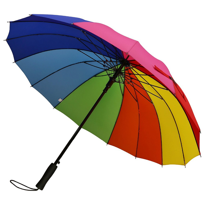 Nagykereskedelmi szivárványos áru ajándékok pongee szövet 16K egyenes automatikus esernyő