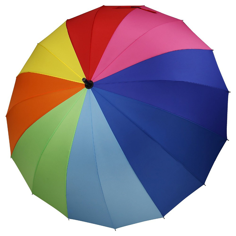 Nagykereskedelmi szivárványos áru ajándékok pongee szövet 16K egyenes automatikus esernyő