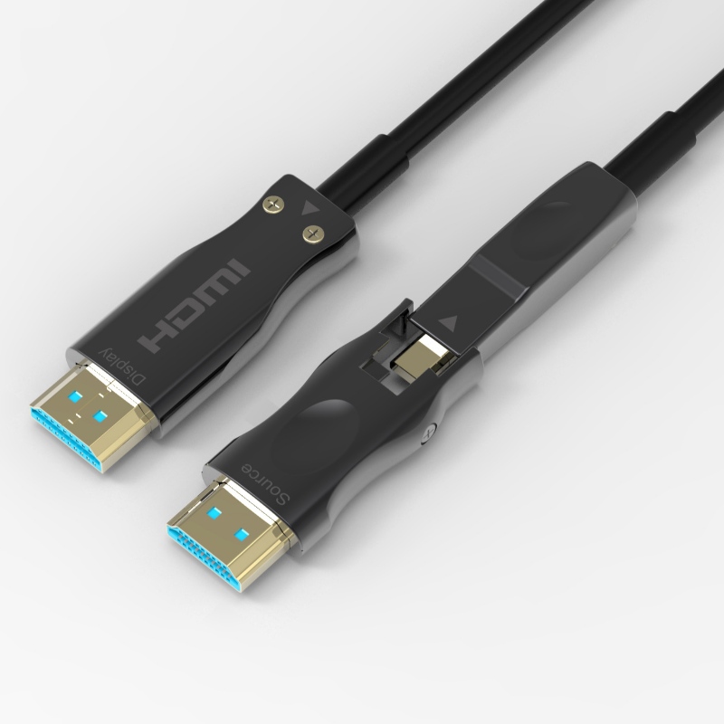 Leszerelhető száloptikai HDMI-kábel támogatása 4K 60Hz 18 Gbps nagysebességű, dupla mikro-HDMI és szabványos HDMI-csatlakozókkal