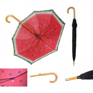Fa szár és fa fogantyú dupla szövet egyedi nyomtatású egyenes esernyő