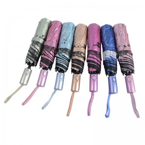 Rózsaszín UV színű anyag, 3-szoros esernyővel, teljesen nyitott funkcióval