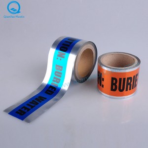 4mil, 5mil, 6mil földalatti észlelhető figyelmeztető szalag, Figyelem szalag, Veszélyszalag, Barikád szalag