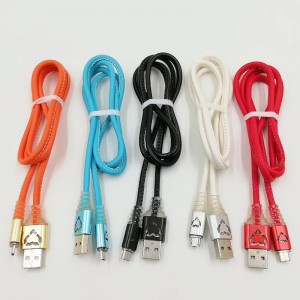 LED PU bőr gyors töltésű, kerek alumínium ház USB-kábel mikro USB-hez, C típusú, iPhone villám töltéshez és szinkronizáláshoz