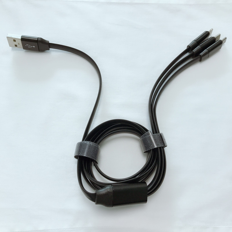3 IN 1 TPE-kábel Töltő lapos alumínium ház USB 2.0 Micro - villám C típusú micro USB adatkábel