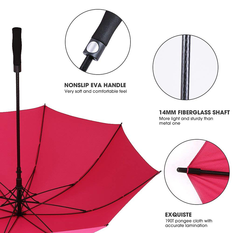 2019-es promóciós divatos üvegszálas keret, EVA fogantyúval, golf esernyővel, egyedi nyomtatással