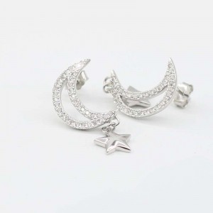 S925 autóvirág Tremella dísz csillag hold beágyazott cirkon divat fülbevalók