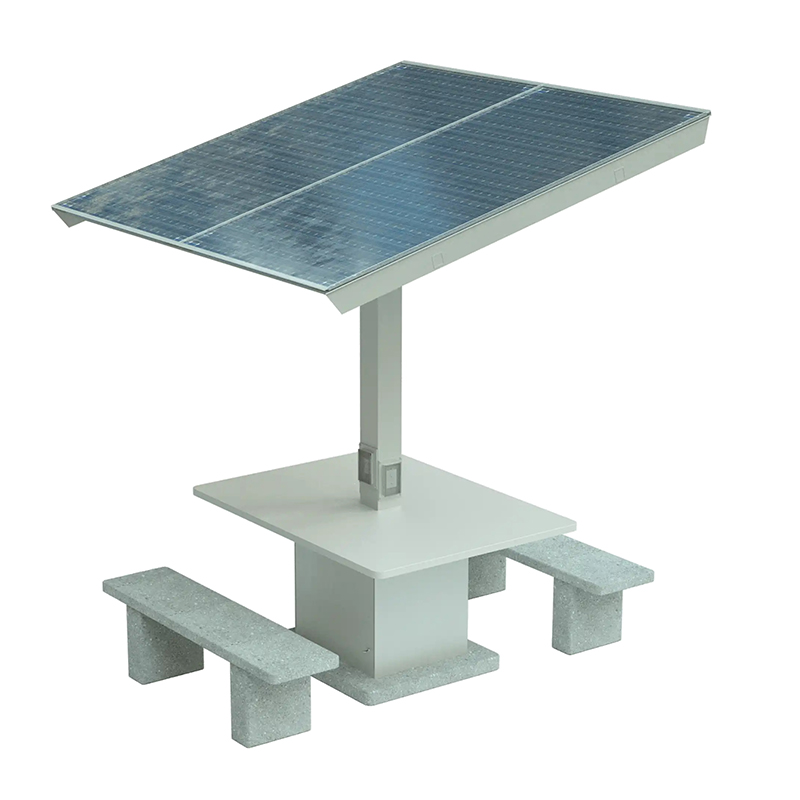 Kültéri utcai bútorok napenergia töltő asztal