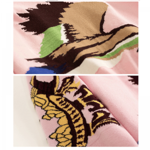 OEM és ODM egyedi logó Jacquard Intarsia vadliba divattervezés kötött nők pulóver pulóver