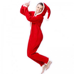 Női korallfleece kapucnis karácsonyi jelmez Onesie