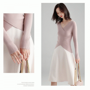 2019 hölgyek perjel nyakú keresztes pulóver