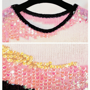 2019-es kézzel készített varrott flitterrel kapcsolatos őszi téli Mohair pulóver