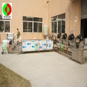 Folyamatos gyümölcs- és zöldséghéj tisztítás, vágás és szárítás a gyártósoron